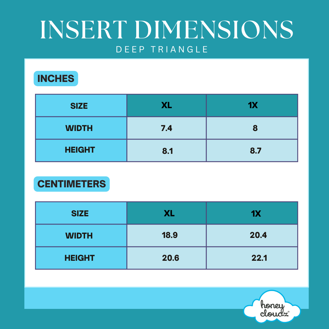 Honey Cloudz Deep Triangle Insert Dimensions & Size Guide