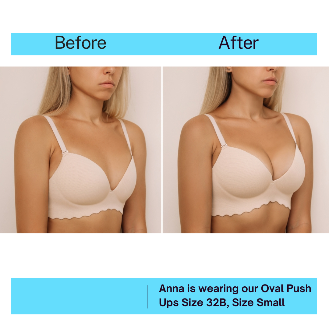 Honey Cloudz Push Up Ovals Non-Slip Bra Inserts - Before and After